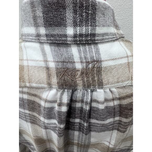 KÜHL Flannel Shirt Womens Small Plaid Long Sleeve Button Down Gray Brown Casual - Picture 5 of 8